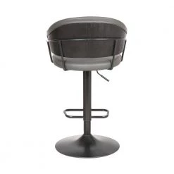 Brody Adjustable Gray Faux Leather Swivel Bar Stool In Black Powder Coated Finish by Armen Living 14 Brody Adjustable Gray Faux Leather Swivel Bar Stool In Black Powder Coated Finish by Armen Living -Armen Living Online Shop gray black armen living bar stools lcbobablgr 44 1000