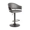 Brody Adjustable Gray Faux Leather Swivel Bar Stool In Black Powder Coated Finish by Armen Living -Armen Living Online Shop gray black armen living bar stools lcbobablgr 64 1000
