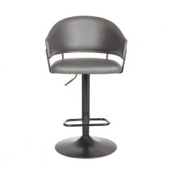Brody Adjustable Gray Faux Leather Swivel Bar Stool In Black Powder Coated Finish by Armen Living 11 Brody Adjustable Gray Faux Leather Swivel Bar Stool In Black Powder Coated Finish by Armen Living -Armen Living Online Shop gray black armen living bar stools lcbobablgr c3 1000