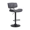 Brooklyn Adjustable 25-34 in. Height Low Back Swivel Grey Faux Leather/Black Wood Bar Stool Black Base 46 in Height by Armen Living