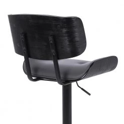 Brooklyn Adjustable 25-34 in. Height Low Back Swivel Grey Faux Leather/Black Wood Bar Stool Black Base 46 in Height by Armen Living -Armen Living Online Shop gray black armen living bar stools lcbrbablgr fa 1000