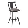 Brisbane Contemporary 26 in. Matte Black and Vintage Grey Faux Leather Counter Height Bar Stool by Armen Living -Armen Living Online Shop gray black armen living bar stools lcbsbambvg26 64 1000