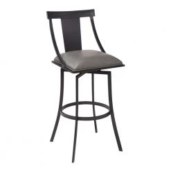 Brisbane Contemporary 26 in. Matte Black and Vintage Grey Faux Leather Counter Height Bar Stool by Armen Living