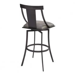 Brisbane Contemporary 26 in. Matte Black and Vintage Grey Faux Leather Counter Height Bar Stool by Armen Living -Armen Living Online Shop gray black armen living bar stools lcbsbambvg26 c3 1000