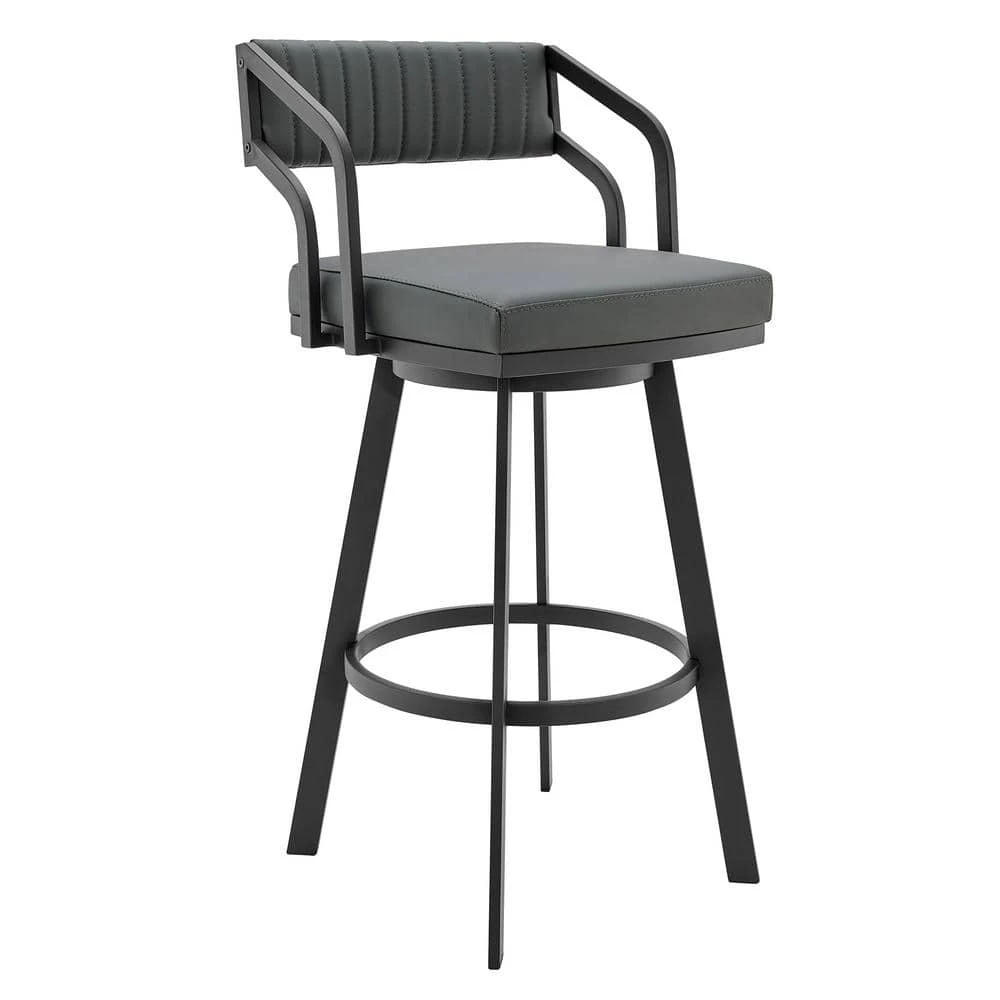 Scranton Slate Grey Swivel Modern Metal and Faux Leather Bar and Counter Stool by Armen Living 3 Scranton Slate Grey Swivel Modern Metal and Faux Leather Bar and Counter Stool by Armen Living