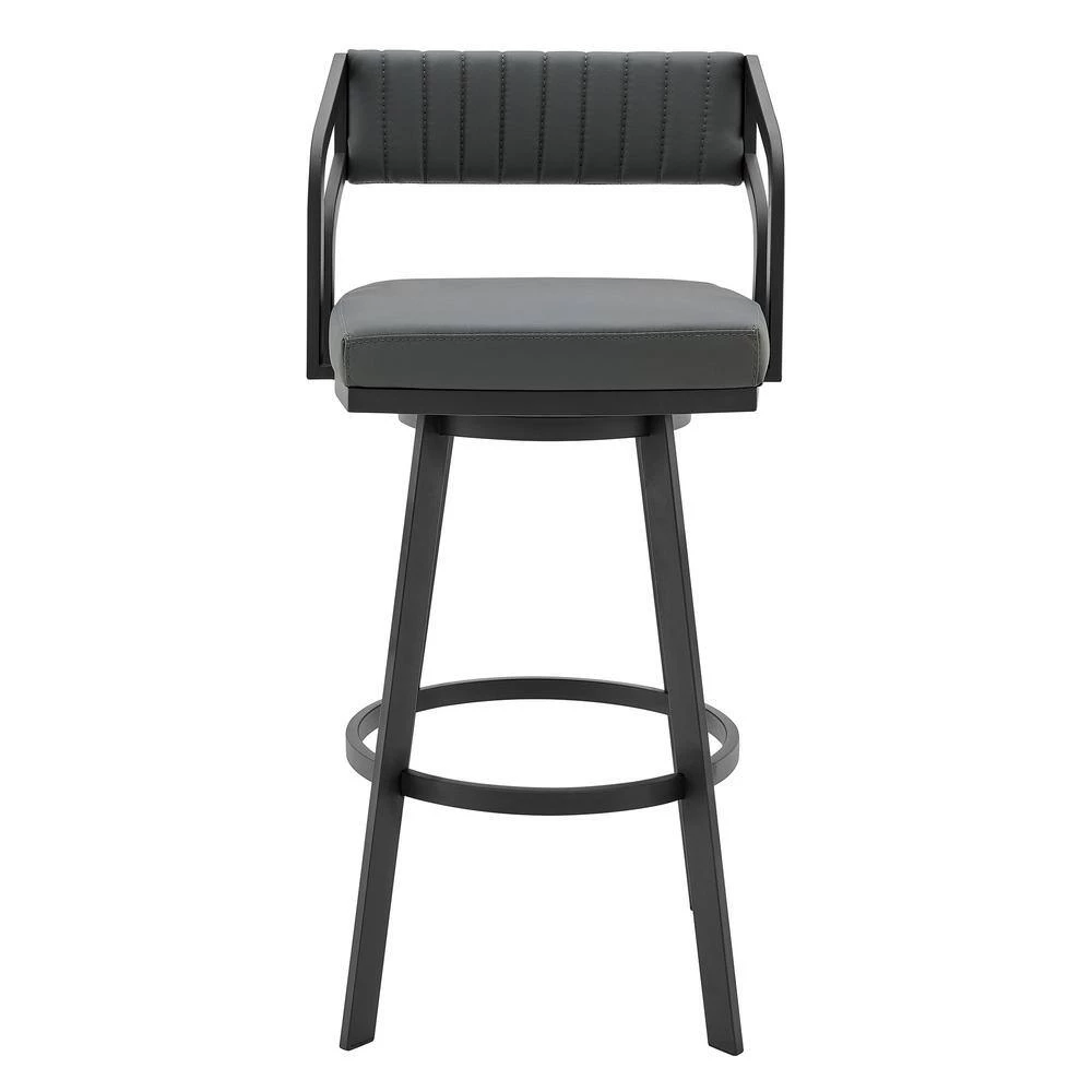 Scranton Slate Grey Swivel Modern Metal and Faux Leather Bar and Counter Stool by Armen Living 5 Scranton Slate Grey Swivel Modern Metal and Faux Leather Bar and Counter Stool by Armen Living - Image 3