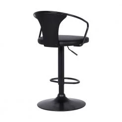 Eagle Contemporary 32 in. Black Brushed Wood Back Adjustable Bar Stool with Black Faux Leather by Armen Living 13 Eagle Contemporary 32 in. Black Brushed Wood Back Adjustable Bar Stool with Black Faux Leather by Armen Living -Armen Living Online Shop gray black armen living bar stools lceaswbablbl 1f 1000