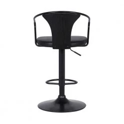 Eagle Contemporary 32 in. Black Brushed Wood Back Adjustable Bar Stool with Black Faux Leather by Armen Living 14 Eagle Contemporary 32 in. Black Brushed Wood Back Adjustable Bar Stool with Black Faux Leather by Armen Living -Armen Living Online Shop gray black armen living bar stools lceaswbablbl 44 1000