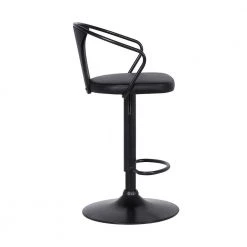 Eagle Contemporary 32 in. Black Brushed Wood Back Adjustable Bar Stool with Black Faux Leather by Armen Living 12 Eagle Contemporary 32 in. Black Brushed Wood Back Adjustable Bar Stool with Black Faux Leather by Armen Living -Armen Living Online Shop gray black armen living bar stools lceaswbablbl 4f 1000