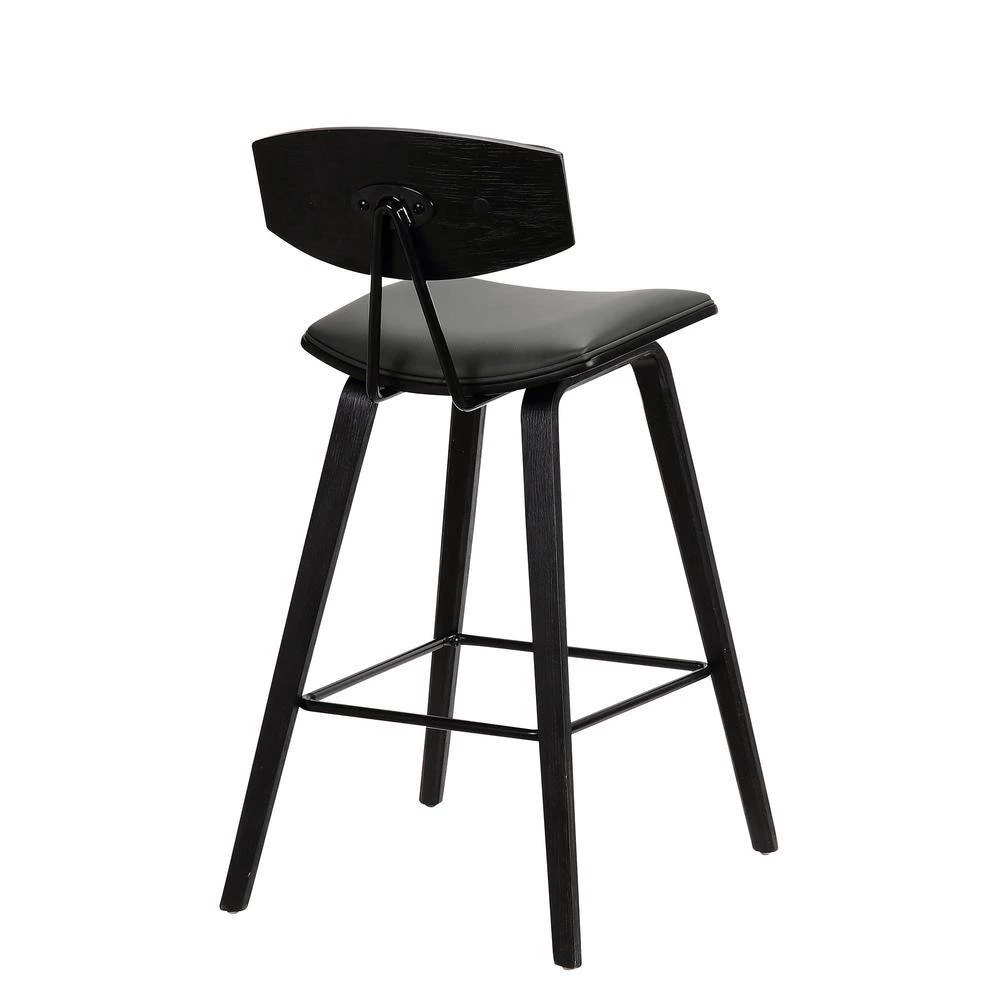 Fox 26" Mid-Century Counter Height Bar Stool in Grey Faux Leather with Black Brushed Wood by Armen Living 7 Fox 26" Mid-Century Counter Height Bar Stool in Grey Faux Leather with Black Brushed Wood by Armen Living - Image 5