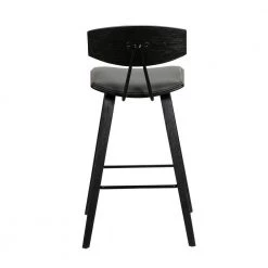 Fox 26" Mid-Century Counter Height Bar Stool in Grey Faux Leather with Black Brushed Wood by Armen Living 14 Fox 26" Mid-Century Counter Height Bar Stool in Grey Faux Leather with Black Brushed Wood by Armen Living -Armen Living Online Shop gray black armen living bar stools lcfobablgr26 44 1000