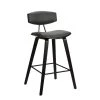 Fox 26" Mid-Century Counter Height Bar Stool in Grey Faux Leather with Black Brushed Wood by Armen Living 2 Fox 26" Mid-Century Counter Height Bar Stool in Grey Faux Leather with Black Brushed Wood by Armen Living -Armen Living Online Shop gray black armen living bar stools lcfobablgr26 64 1000