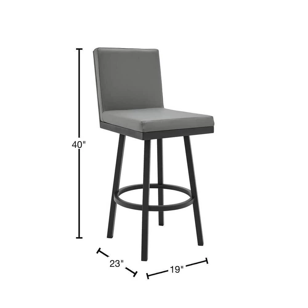 Rochester Grey Swivel Modern Metal and Faux Leather Bar and Counter Stool by Armen Living 4 Rochester Grey Swivel Modern Metal and Faux Leather Bar and Counter Stool by Armen Living - Image 2