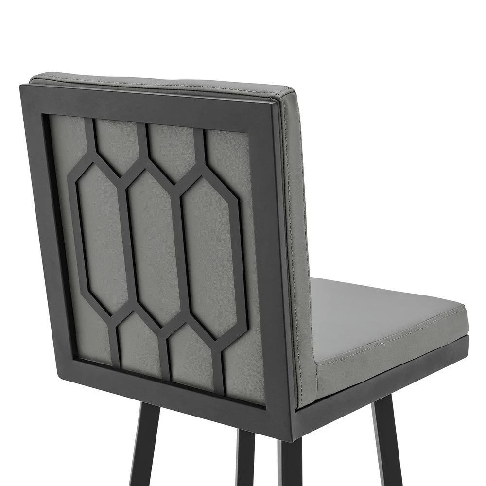 Rochester Grey Swivel Modern Metal and Faux Leather Bar and Counter Stool by Armen Living 8 Rochester Grey Swivel Modern Metal and Faux Leather Bar and Counter Stool by Armen Living - Image 6