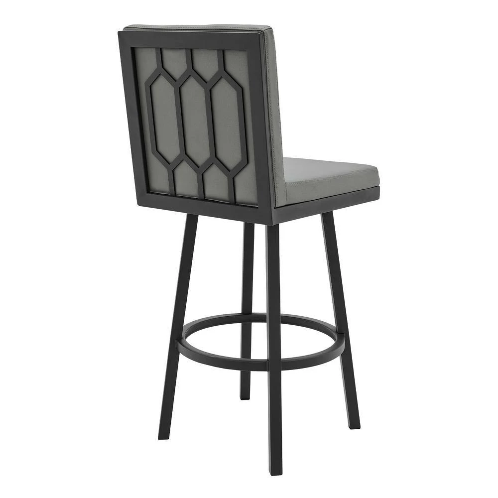 Rochester Grey Swivel Modern Metal and Faux Leather Bar and Counter Stool by Armen Living 6 Rochester Grey Swivel Modern Metal and Faux Leather Bar and Counter Stool by Armen Living - Image 4