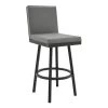 Rochester Grey Swivel Modern Metal and Faux Leather Bar and Counter Stool by Armen Living -Armen Living Online Shop gray black armen living bar stools lcgebablgr26 64 1000