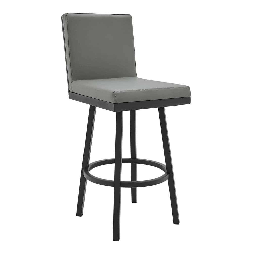 Rochester Grey Swivel Modern Metal and Faux Leather Bar and Counter Stool by Armen Living 3 Rochester Grey Swivel Modern Metal and Faux Leather Bar and Counter Stool by Armen Living