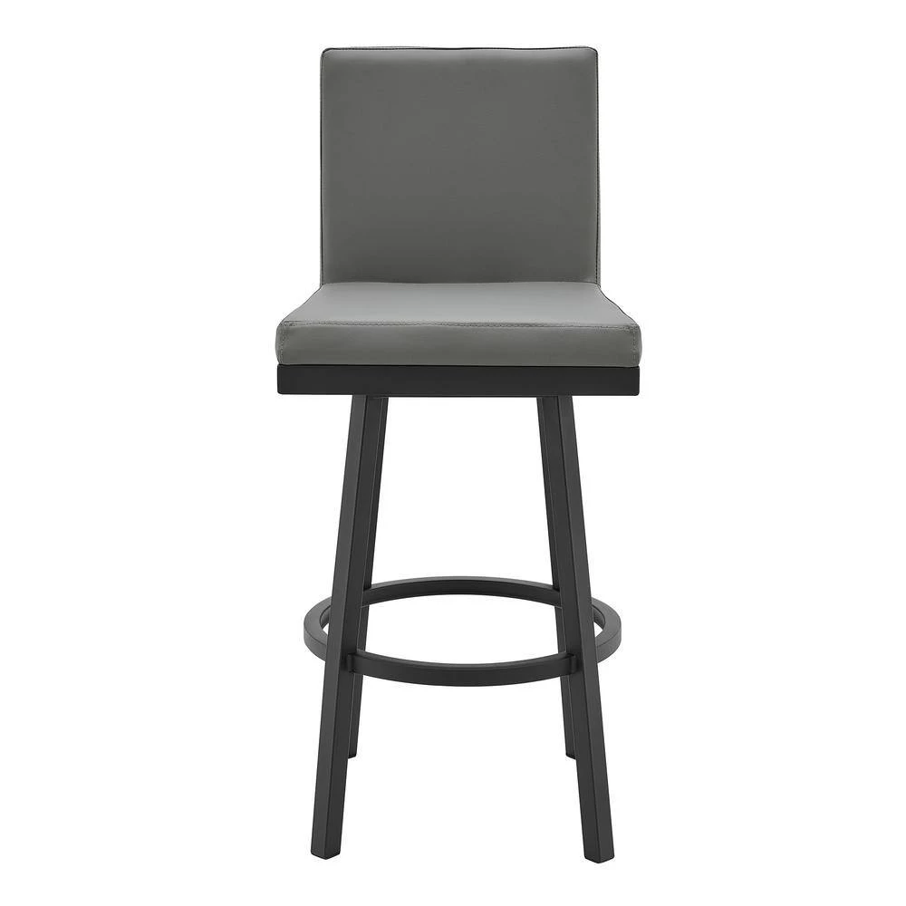 Rochester Grey Swivel Modern Metal and Faux Leather Bar and Counter Stool by Armen Living 5 Rochester Grey Swivel Modern Metal and Faux Leather Bar and Counter Stool by Armen Living - Image 3
