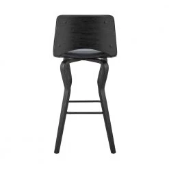 Gerty 40 in. Bar Height Low Back Swivel Grey Faux Leather and Black Wood Bar Stool by Armen Living -Armen Living Online Shop gray black armen living bar stools lcgybablgr30 1f 1000