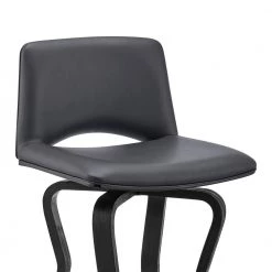 Gerty 40 in. Bar Height Low Back Swivel Grey Faux Leather and Black Wood Bar Stool by Armen Living -Armen Living Online Shop gray black armen living bar stools lcgybablgr30 44 1000
