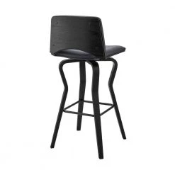 Gerty 40 in. Bar Height Low Back Swivel Grey Faux Leather and Black Wood Bar Stool by Armen Living -Armen Living Online Shop gray black armen living bar stools lcgybablgr30 4f 1000