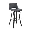 Gerty 40 in. Bar Height Low Back Swivel Grey Faux Leather and Black Wood Bar Stool by Armen Living -Armen Living Online Shop gray black armen living bar stools lcgybablgr30 64 1000