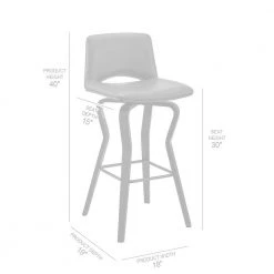 Gerty 40 in. Bar Height Low Back Swivel Grey Faux Leather and Black Wood Bar Stool by Armen Living -Armen Living Online Shop gray black armen living bar stools lcgybablgr30 76 1000