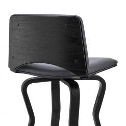 Gerty 40 in. Bar Height Low Back Swivel Grey Faux Leather and Black Wood Bar Stool by Armen Living -Armen Living Online Shop gray black armen living bar stools lcgybablgr30 fa 1000