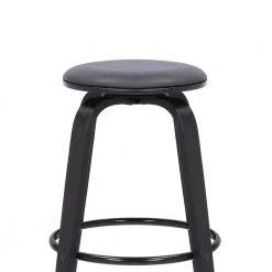 Harbor 26 in. Backless Swivel Grey Faux Leather and Black Wood Bar Stool by Armen Living -Armen Living Online Shop gray black armen living bar stools lchbbagrbl26 1f 1000