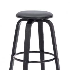 Harbor 26 in. Backless Swivel Grey Faux Leather and Black Wood Bar Stool by Armen Living -Armen Living Online Shop gray black armen living bar stools lchbbagrbl26 4f 1000