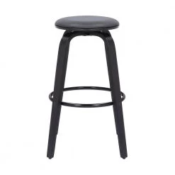 Harbor 26 in. Backless Swivel Grey Faux Leather and Black Wood Bar Stool by Armen Living -Armen Living Online Shop gray black armen living bar stools lchbbagrbl26 c3 1000