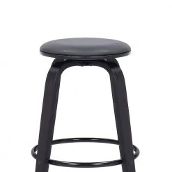 Harbor 30 in. Backless Swivel Grey Faux Leather and Black Wood Bar Stool by Armen Living -Armen Living Online Shop gray black armen living bar stools lchbbagrbl30 1f 1000