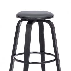 Harbor 30 in. Backless Swivel Grey Faux Leather and Black Wood Bar Stool by Armen Living -Armen Living Online Shop gray black armen living bar stools lchbbagrbl30 4f 1000
