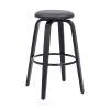 Harbor 30 in. Backless Swivel Grey Faux Leather and Black Wood Bar Stool by Armen Living -Armen Living Online Shop gray black armen living bar stools lchbbagrbl30 64 1000