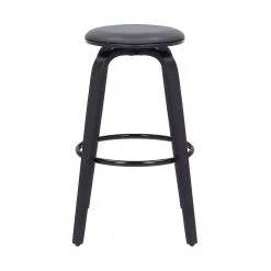 Harbor 30 in. Backless Swivel Grey Faux Leather and Black Wood Bar Stool by Armen Living -Armen Living Online Shop gray black armen living bar stools lchbbagrbl30 c3 1000