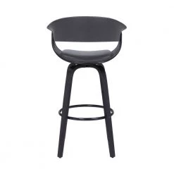 Julyssa 26 in. Swivel Grey Faux Leather and Black Wood Bar Stool by Armen Living -Armen Living Online Shop gray black armen living bar stools lcjsbagrbl26 1f 1000