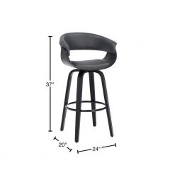 Julyssa 26 in. Swivel Grey Faux Leather and Black Wood Bar Stool by Armen Living -Armen Living Online Shop gray black armen living bar stools lcjsbagrbl26 40 1000