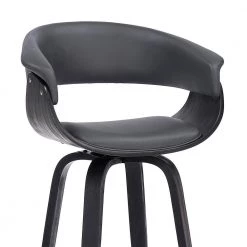 Julyssa 26 in. Swivel Grey Faux Leather and Black Wood Bar Stool by Armen Living -Armen Living Online Shop gray black armen living bar stools lcjsbagrbl26 44 1000