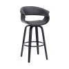 Julyssa 26 in. Swivel Grey Faux Leather and Black Wood Bar Stool by Armen Living -Armen Living Online Shop gray black armen living bar stools lcjsbagrbl26 64 1000