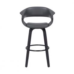 Julyssa 26 in. Swivel Grey Faux Leather and Black Wood Bar Stool by Armen Living -Armen Living Online Shop gray black armen living bar stools lcjsbagrbl26 c3 1000