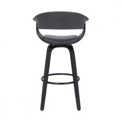 Julyssa 30 in. Height Low Back Swivel Grey Faux Leather and Black Wood Bar Stool by Armen Living -Armen Living Online Shop gray black armen living bar stools lcjsbagrbl30 1f 1000