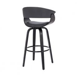 Julyssa 30 in. Height Low Back Swivel Grey Faux Leather and Black Wood Bar Stool by Armen Living -Armen Living Online Shop gray black armen living bar stools lcjsbagrbl30 4f 1000