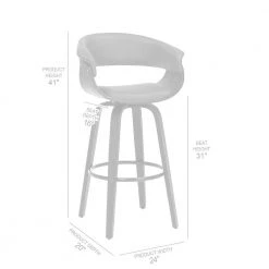 Julyssa 30 in. Height Low Back Swivel Grey Faux Leather and Black Wood Bar Stool by Armen Living -Armen Living Online Shop gray black armen living bar stools lcjsbagrbl30 76 1000