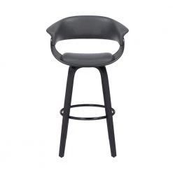 Julyssa 30 in. Height Low Back Swivel Grey Faux Leather and Black Wood Bar Stool by Armen Living -Armen Living Online Shop gray black armen living bar stools lcjsbagrbl30 c3 1000