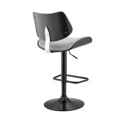 Leland 24-33 in. Adjustable Height Barstool w/ High Back Grey Faux Leather and Black Finish by Armen Living -Armen Living Online Shop gray black armen living bar stools lclebablgr 1f 1000