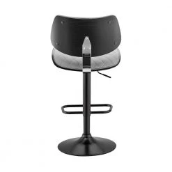 Leland 24-33 in. Adjustable Height Barstool w/ High Back Grey Faux Leather and Black Finish by Armen Living -Armen Living Online Shop gray black armen living bar stools lclebablgr 44 1000