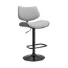 Leland 24-33 in. Adjustable Height Barstool w/ High Back Grey Faux Leather and Black Finish by Armen Living -Armen Living Online Shop gray black armen living bar stools lclebablgr 64 1000