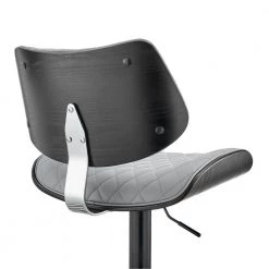 Leland 24-33 in. Adjustable Height Barstool w/ High Back Grey Faux Leather and Black Finish by Armen Living -Armen Living Online Shop gray black armen living bar stools lclebablgr 76 1000