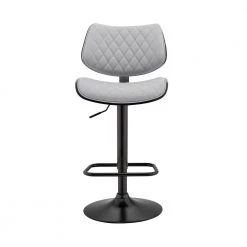 Leland 24-33 in. Adjustable Height Barstool w/ High Back Grey Faux Leather and Black Finish by Armen Living -Armen Living Online Shop gray black armen living bar stools lclebablgr c3 1000