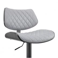 Leland 24-33 in. Adjustable Height Barstool w/ High Back Grey Faux Leather and Black Finish by Armen Living -Armen Living Online Shop gray black armen living bar stools lclebablgr fa 1000